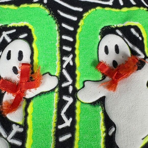 Vintage 90s Halloween Black BOO Ghost Shirt L Glow Spider Web Long Sleeve Hanes - Picture 4 of 10